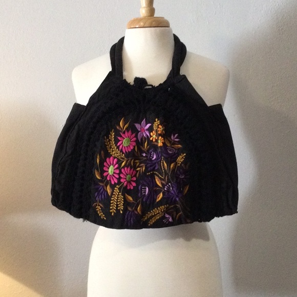 Hobo Black Floral Shoulder/Crossbody Bag - Picture 7 of 9